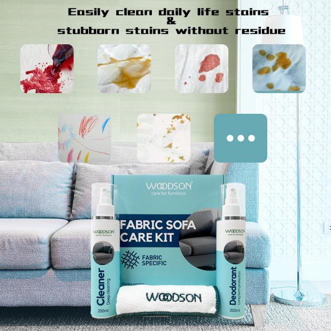 پارچه مبلمان مراقبت از کیت صندلی اتومبیل سفید پارچه مبل های تمیز کننده صابون اسپری مایع پارچه تمیز کننده و ضد عطر 2